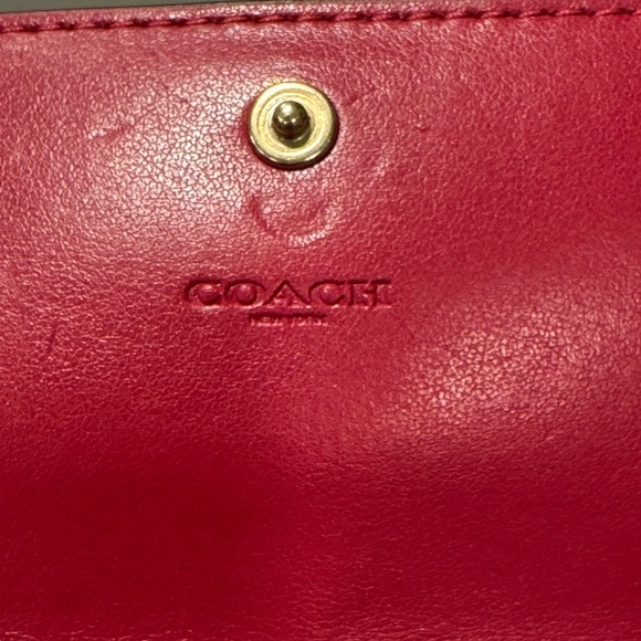 Coach Cherry Red and Gold Soft Leather Trifold - Picture 15 of 16
